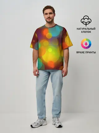 Мужская футболка оверсайз / Цветные блики