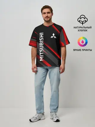 Мужская футболка оверсайз / Геометрия митсубиси