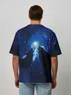 Мужская футболка оверсайз / Волки силуэты звездное небо