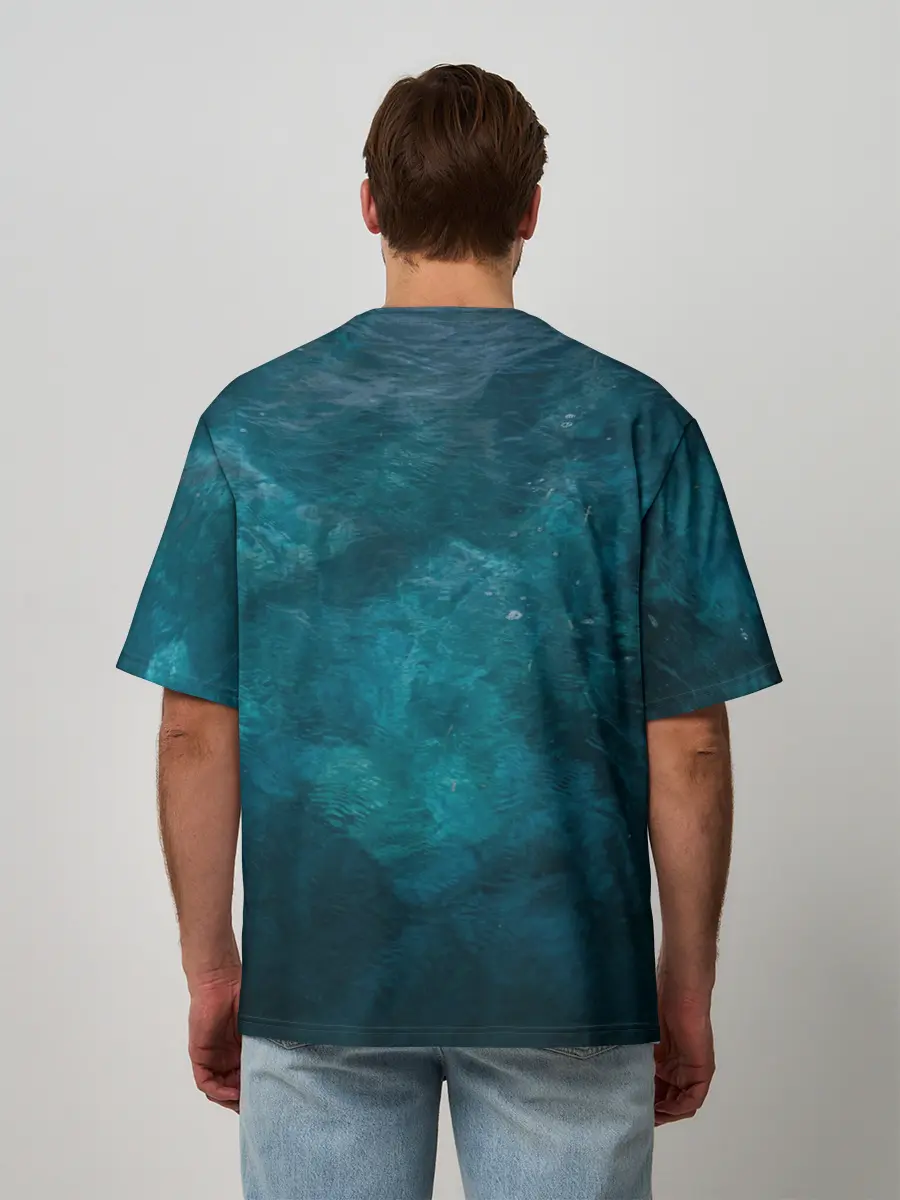 Мужская футболка оверсайз / Лазурь