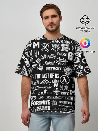 Мужская футболка оверсайз / ЛОГОТИПЫ ИГР