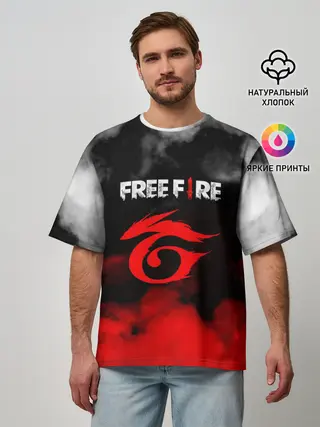Мужская футболка оверсайз / GARENA FREE FIRE / ГАРЕНА ФРИ ФАЕР.