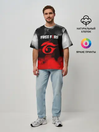 Мужская футболка оверсайз / GARENA FREE FIRE / ГАРЕНА ФРИ ФАЕР.