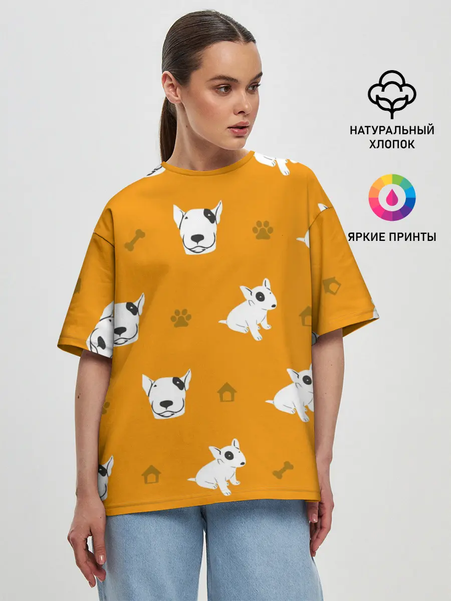 Женская футболка оверсайз / Английский бультерьер