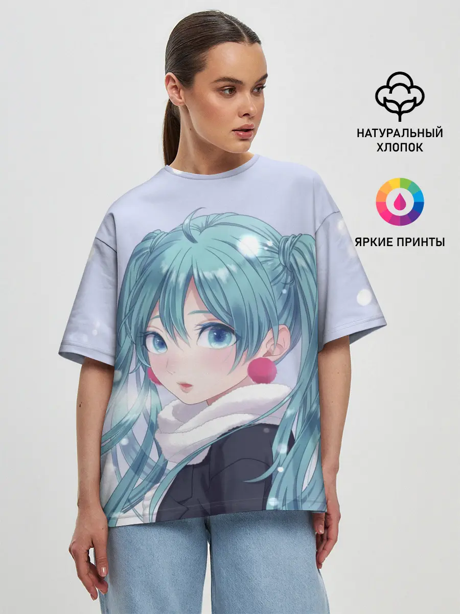 Женская футболка оверсайз / Hatsune Miku. Winter