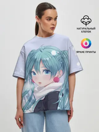 Женская футболка оверсайз / Hatsune Miku. Winter