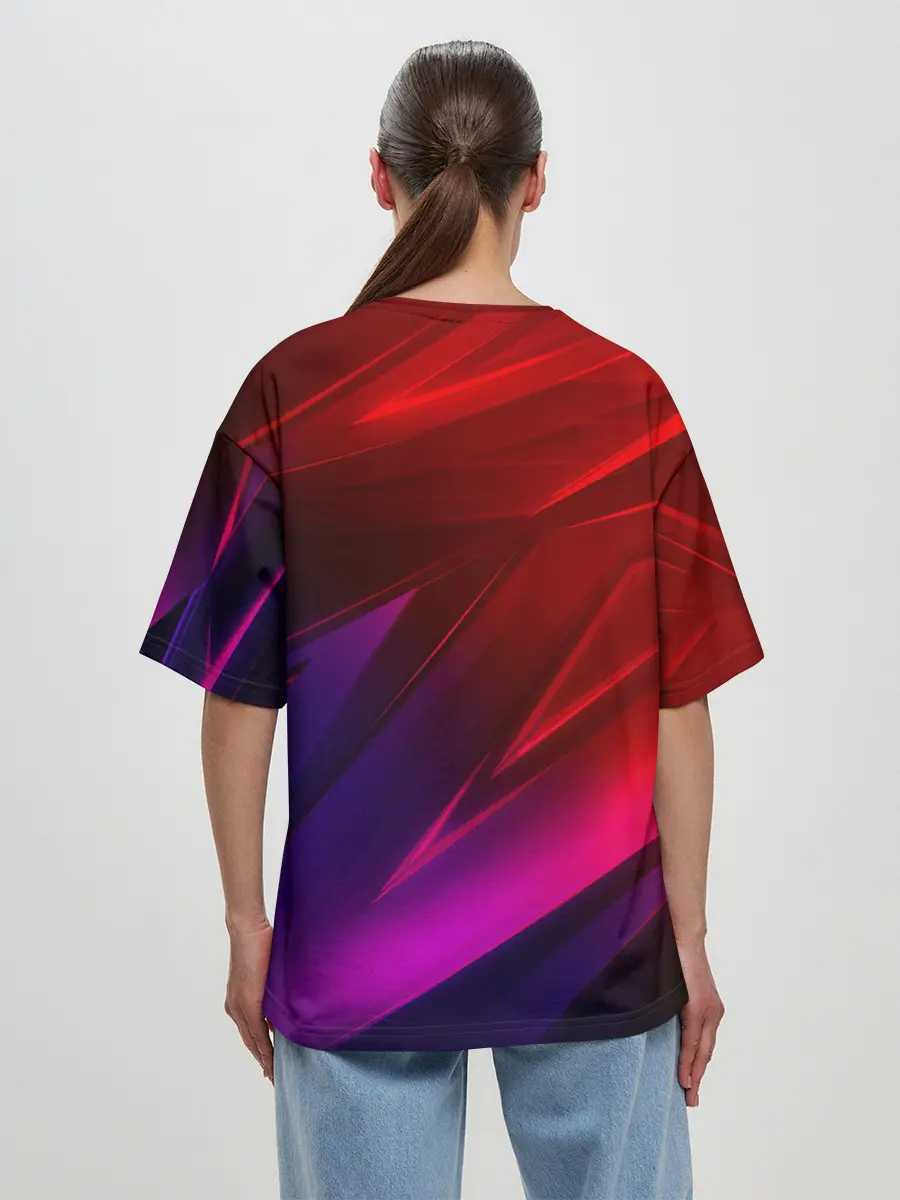 Женская футболка оверсайз / NEON GEOMETRY STRIPES