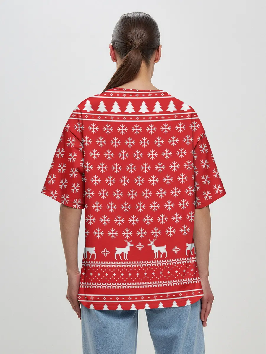 Женская футболка оверсайз / СВИТЕР С ОЛЕНЯМИ