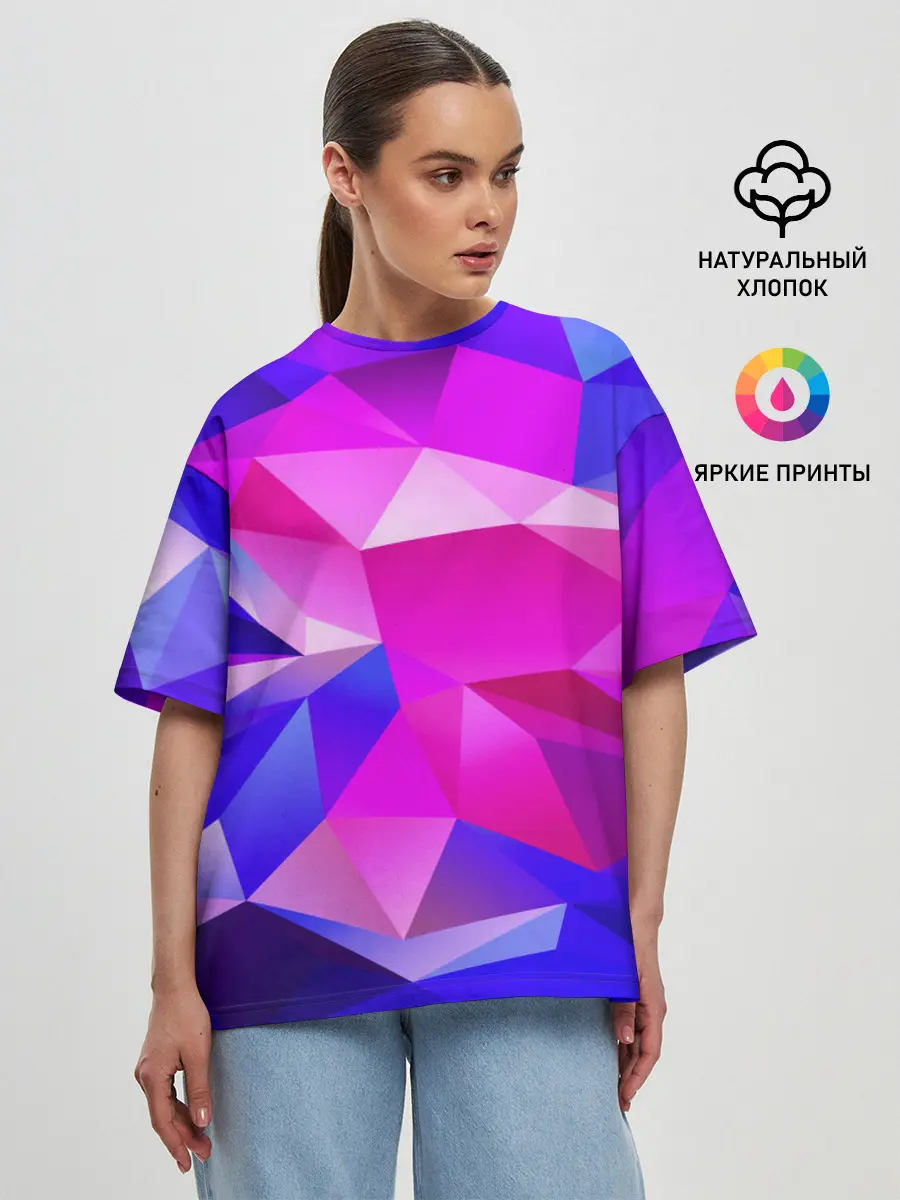 Женская футболка оверсайз / NEON POLYGON