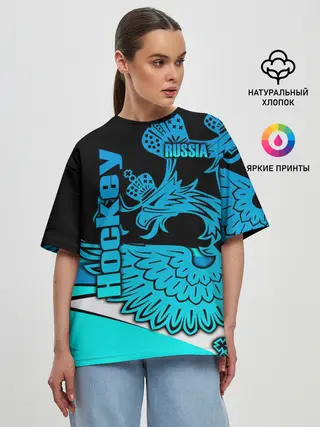 Женская футболка оверсайз / Hockey