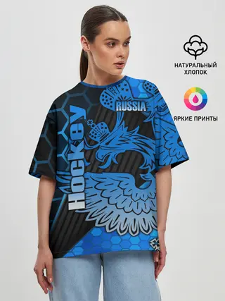 Женская футболка оверсайз / Хоккей