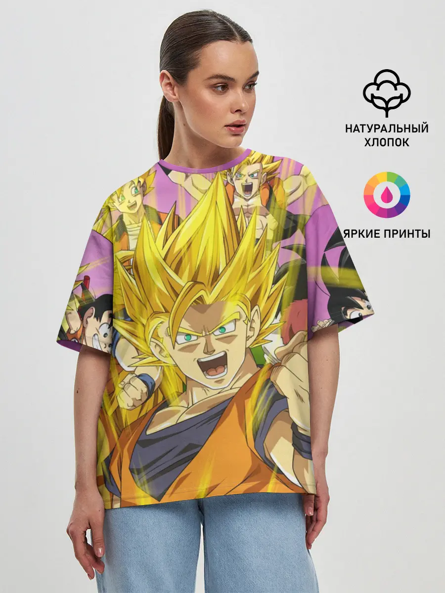 Женская футболка оверсайз / Все герои Драгонболл