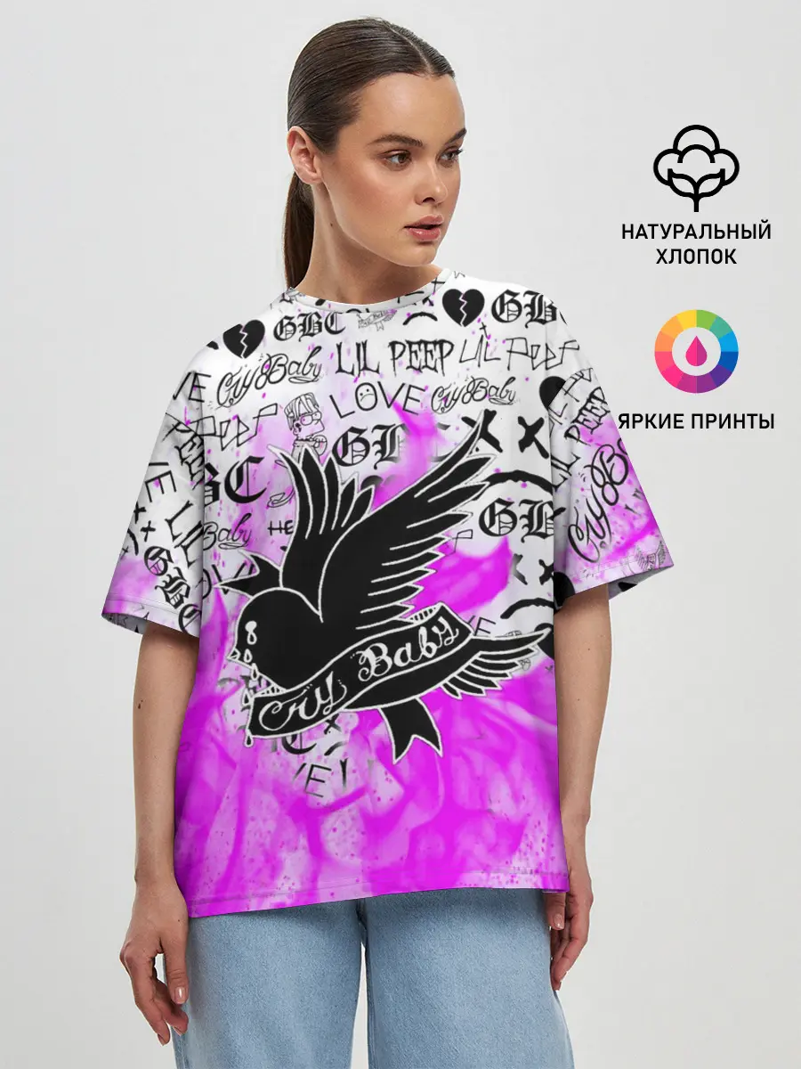 Женская футболка оверсайз / CRY BABY LIL PEEP