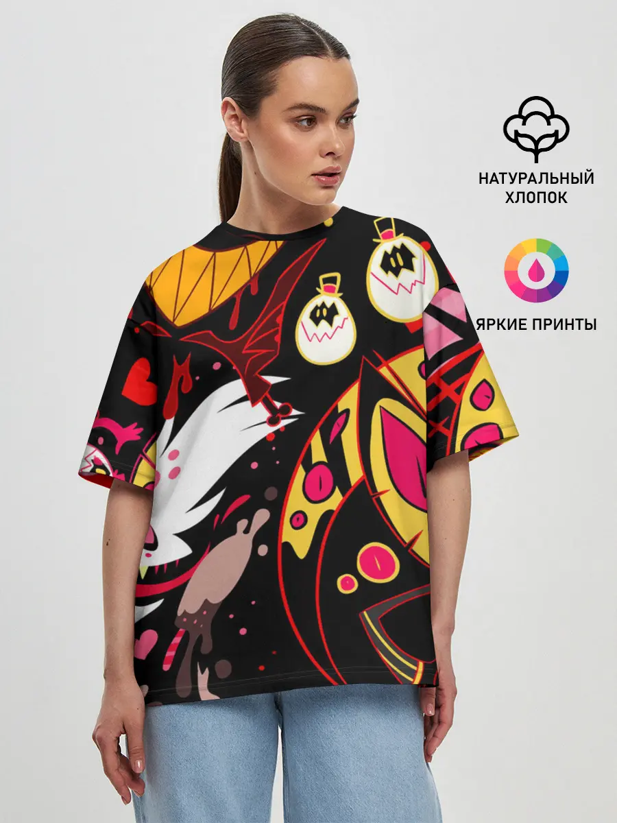 Женская футболка оверсайз / Hazbin Hotel