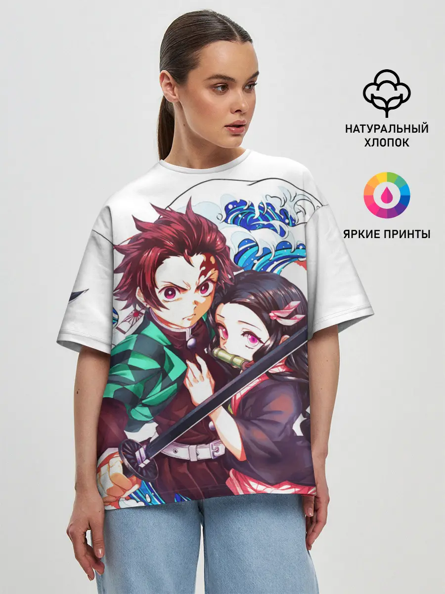 Женская футболка оверсайз / Клинок рассекающий демонов