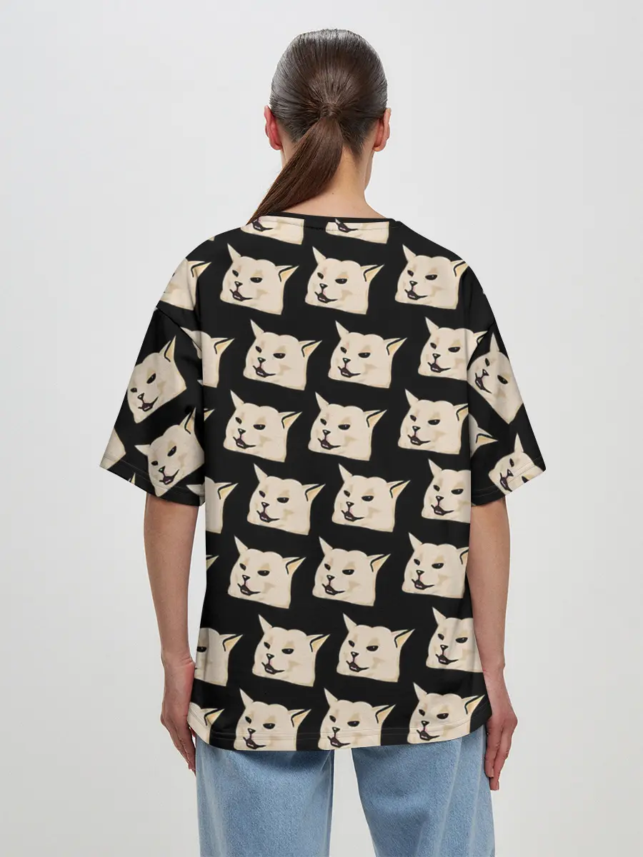 Женская футболка оверсайз / woman yelling at cat