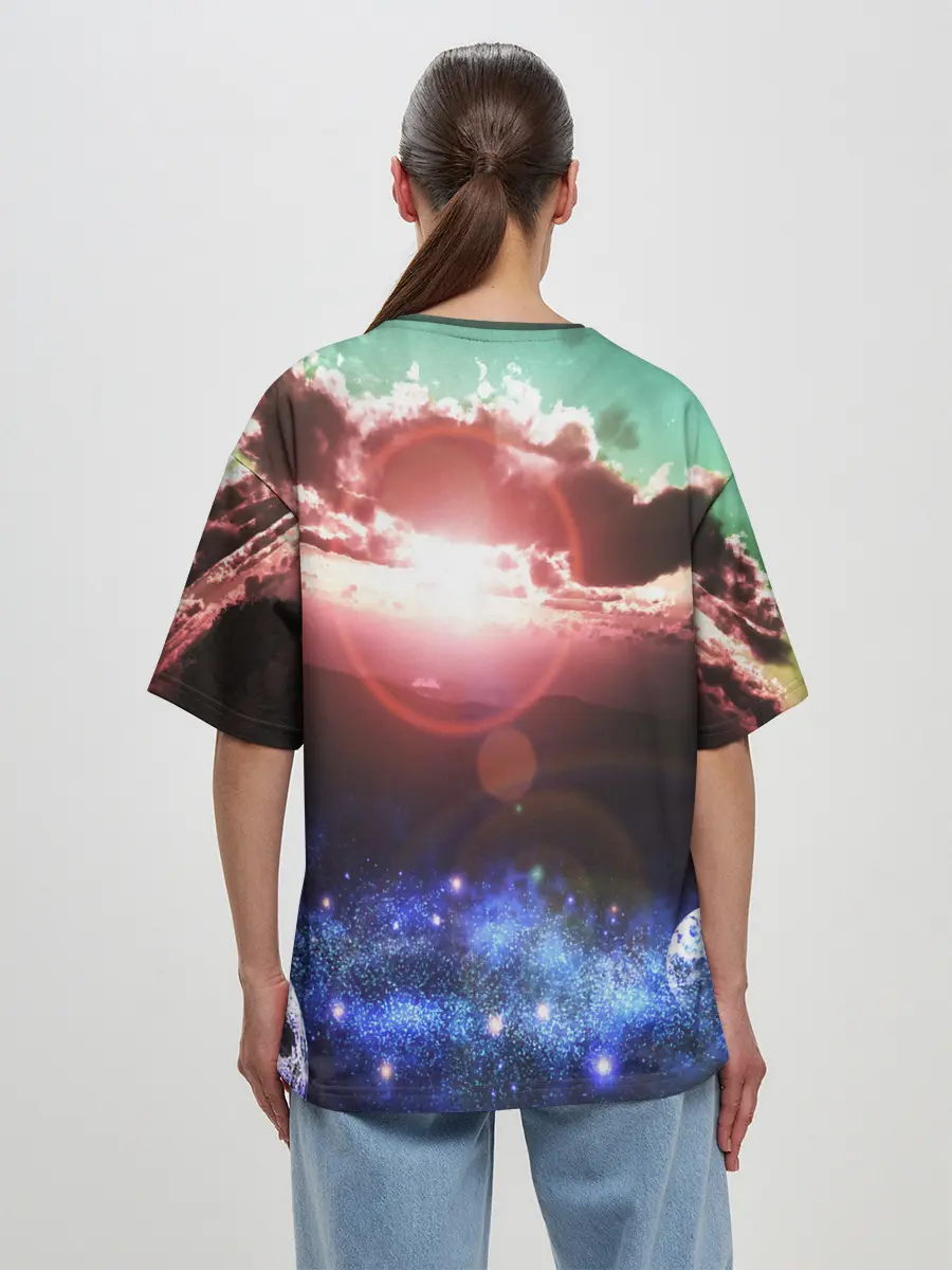 Женская футболка оверсайз / ЗАКАТ НОЧНОЙ