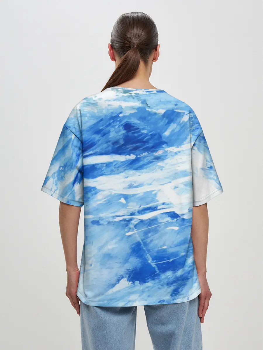Женская футболка оверсайз / Вода акварель
