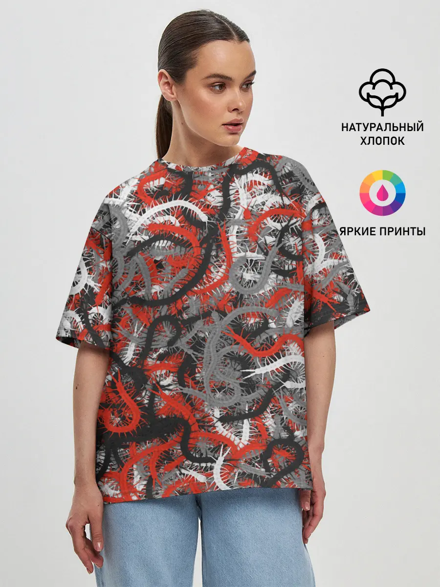 Женская футболка оверсайз / Сколопендры