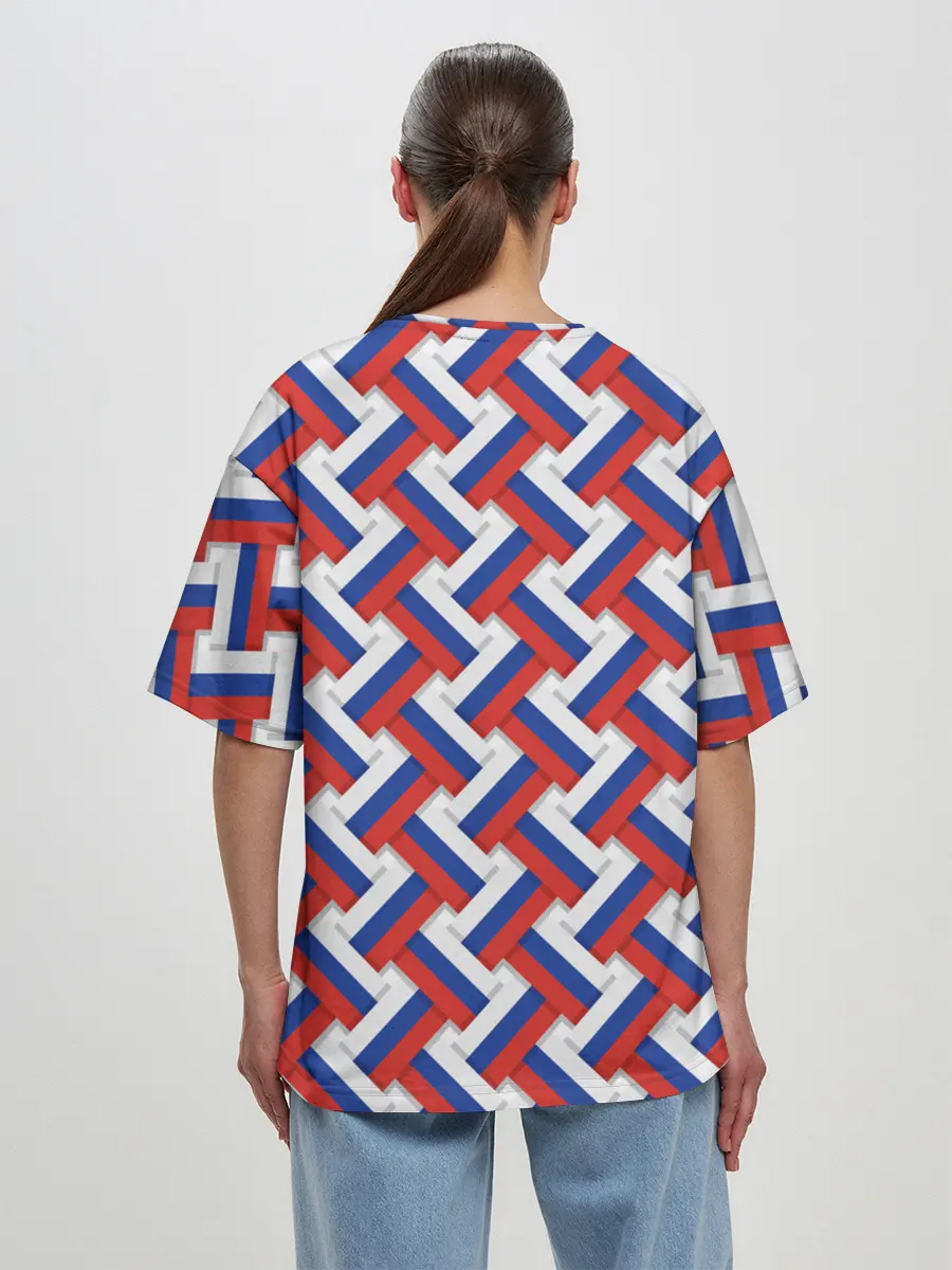 Женская футболка оверсайз / Российская плетёнка