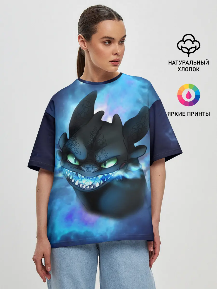 Женская футболка оверсайз / Night Fury