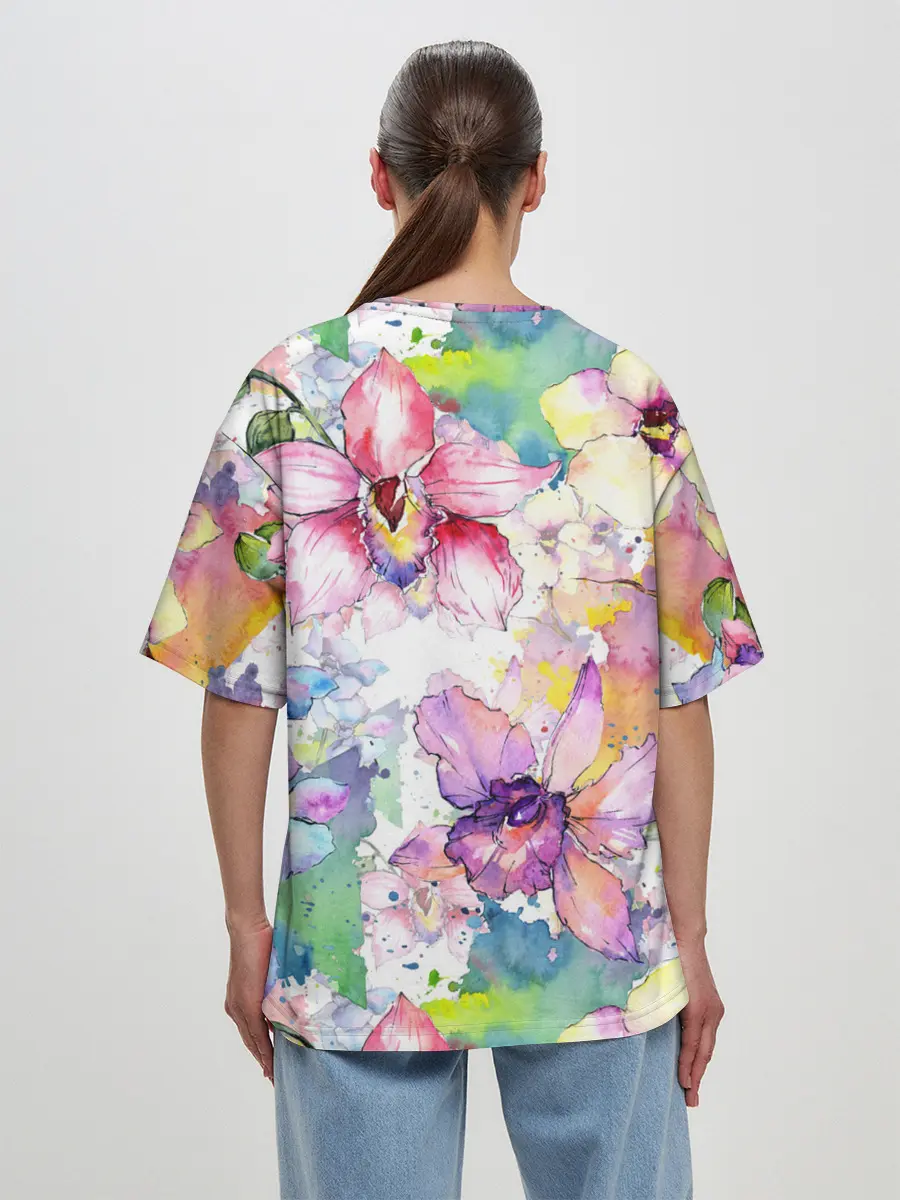 Женская футболка оверсайз / Цветы
