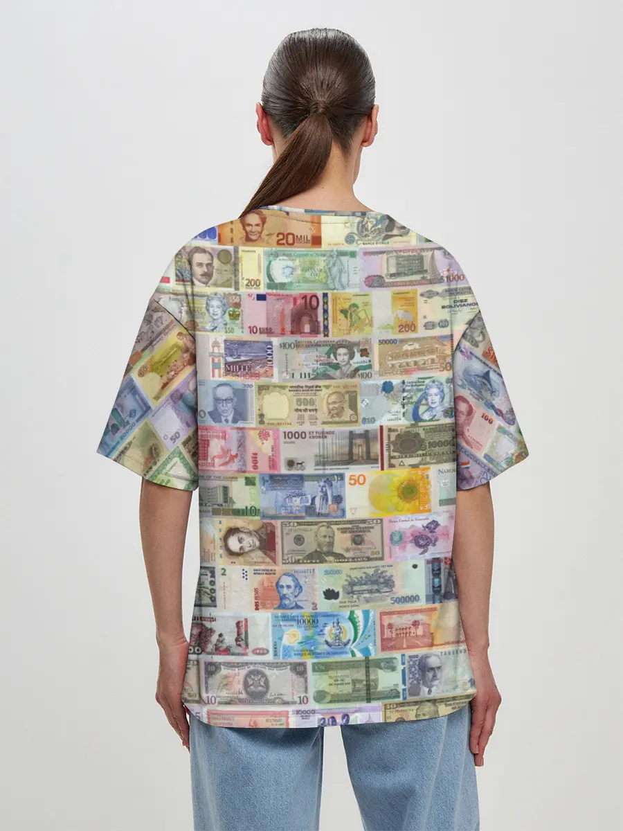 Женская футболка оверсайз / Деньги мира