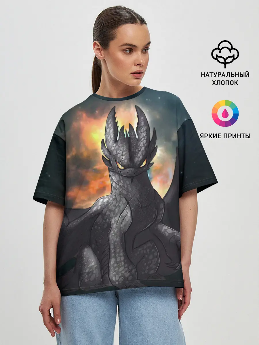 Женская футболка оверсайз / Night Fury