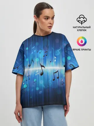 Женская футболка оверсайз / Абстракция музыка