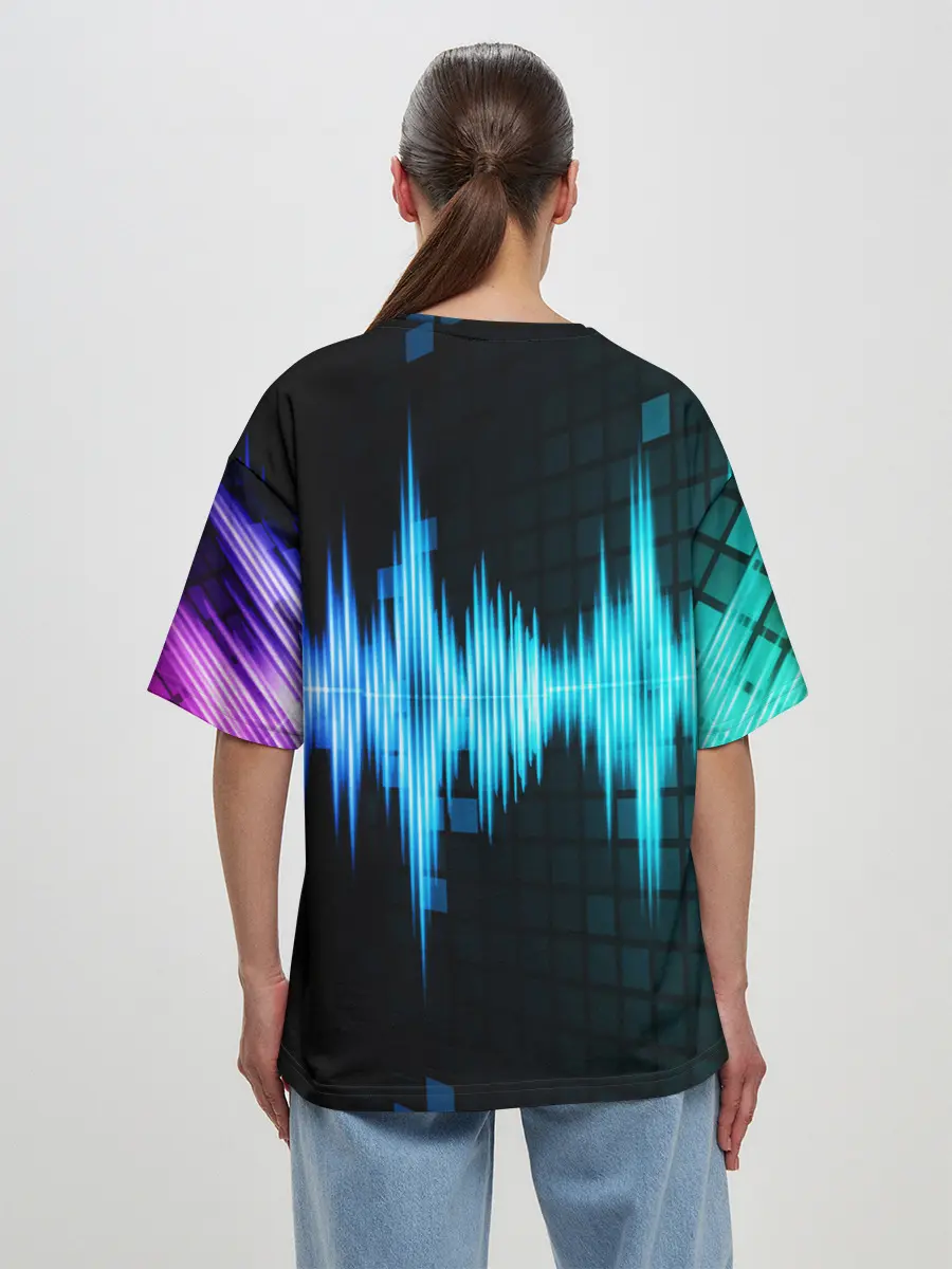 Женская футболка оверсайз / neon music