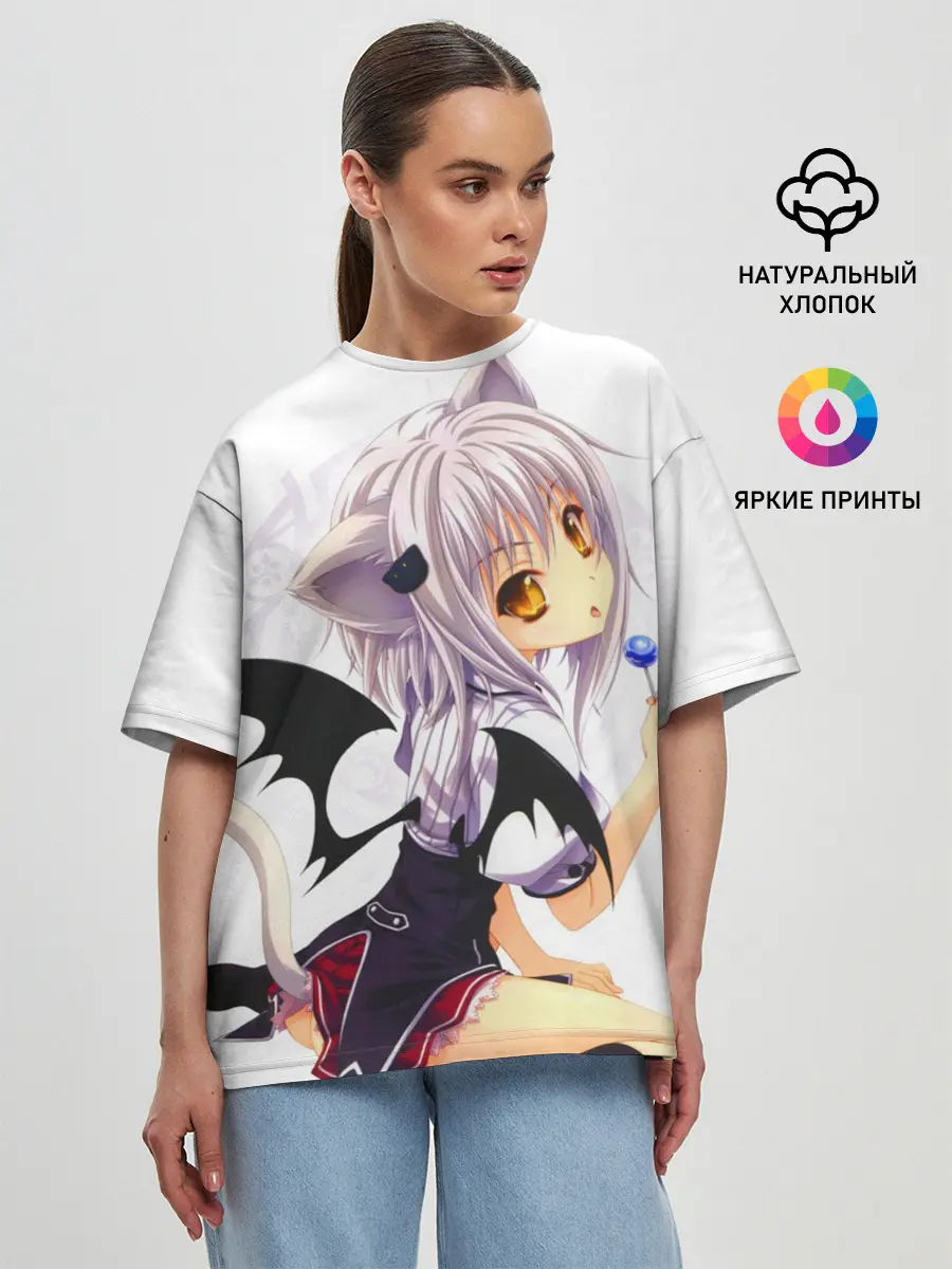 Женская футболка оверсайз / High School DxD, Конэко