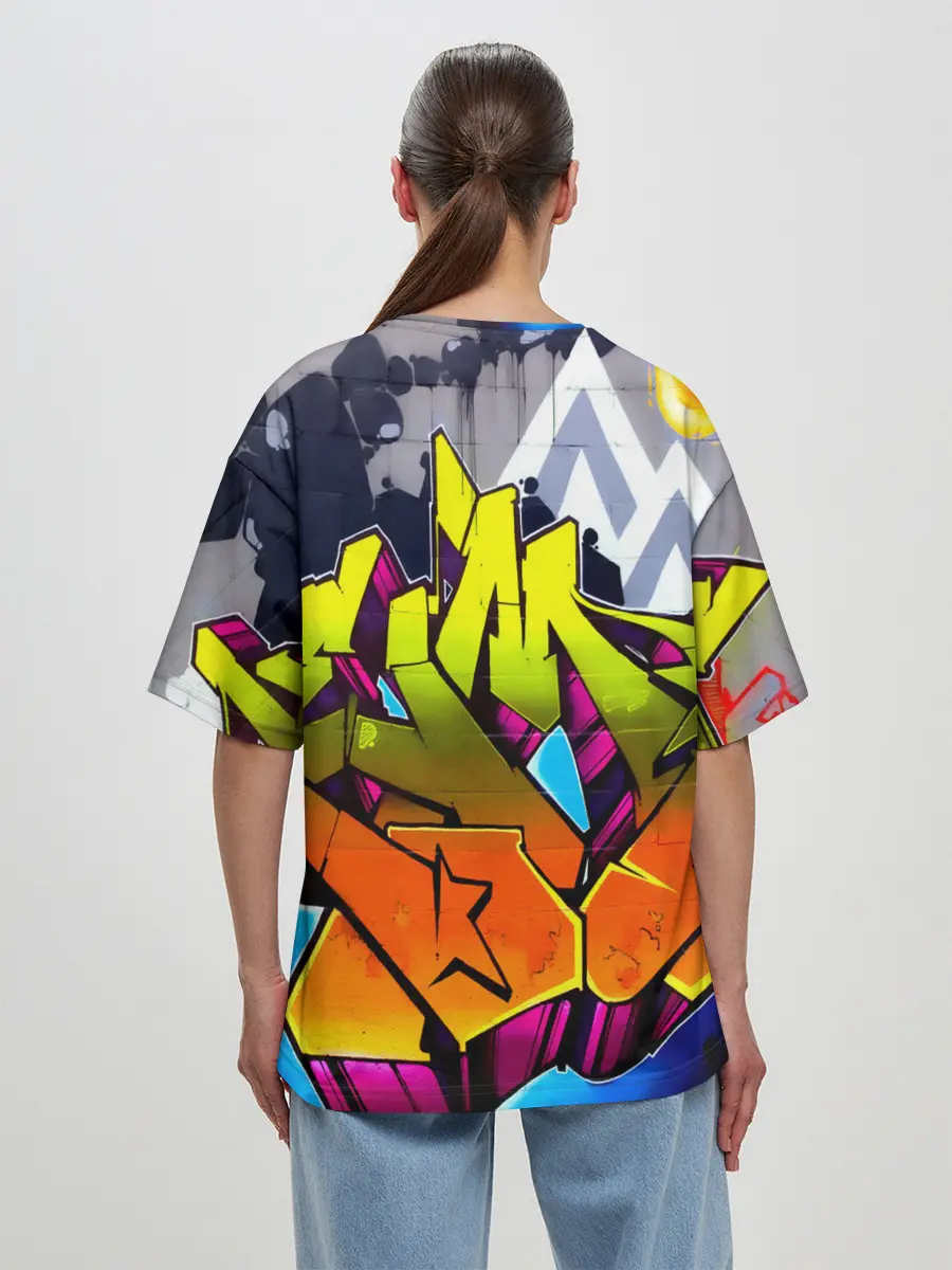 Женская футболка оверсайз / НЕОНОВОЕ ГРАФФИТИ