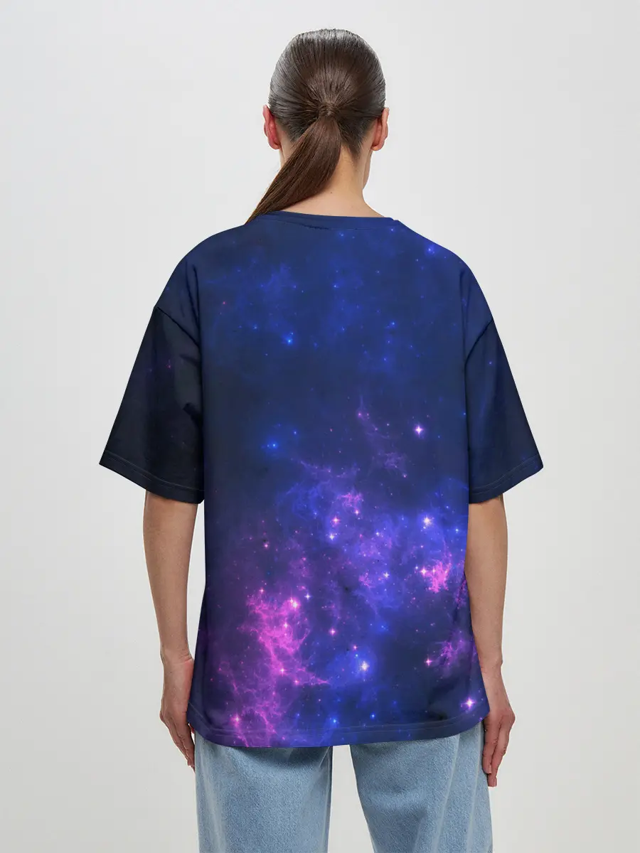 Женская футболка оверсайз / Неоновый космос