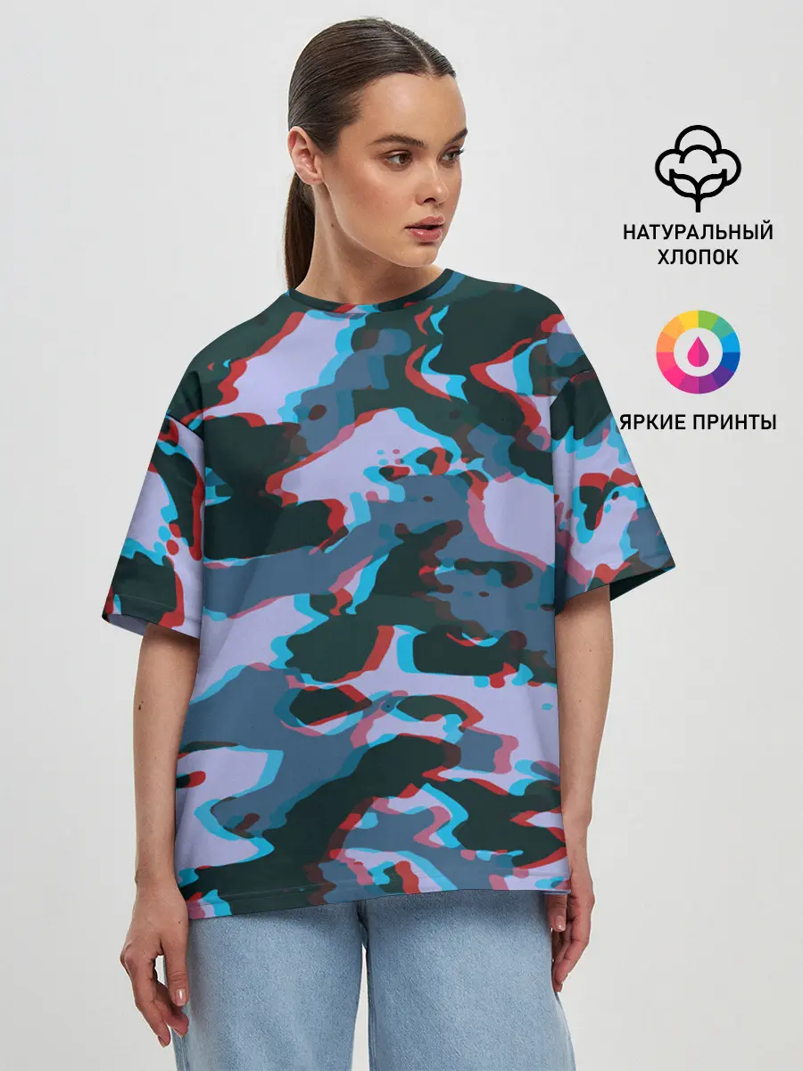 Женская футболка оверсайз / Камуфляж