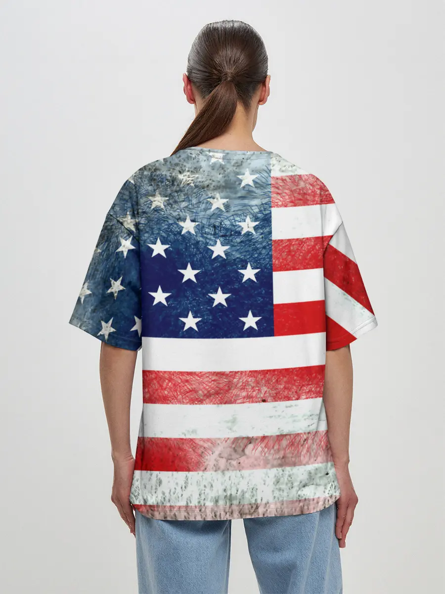 Женская футболка оверсайз / Америка Флаг