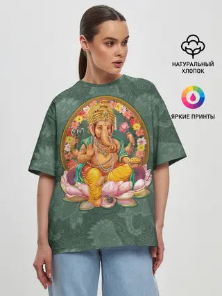Женская футболка оверсайз / Ганеша