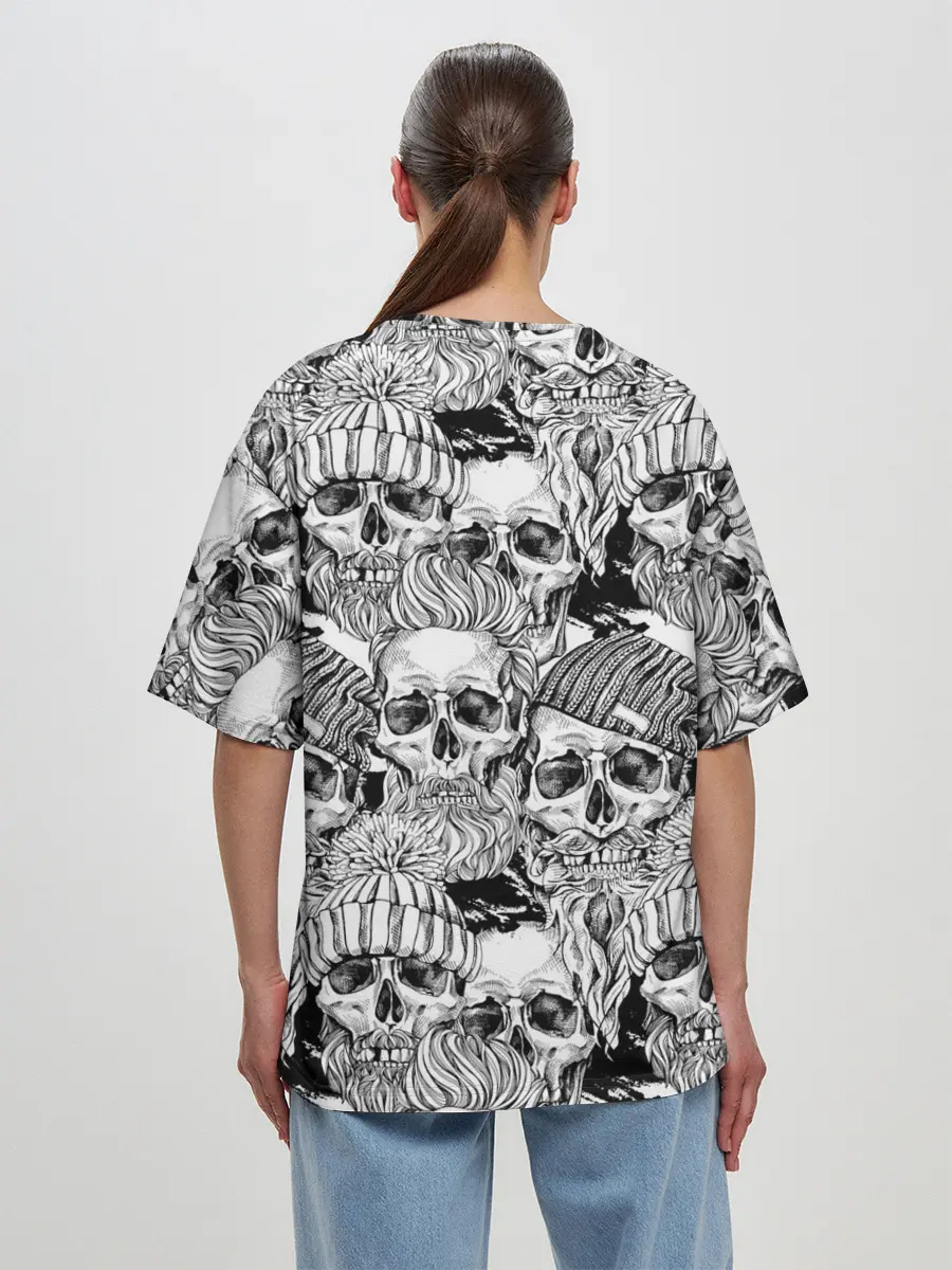 Женская футболка оверсайз / Human skulls