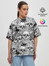Женская футболка оверсайз / Human skulls