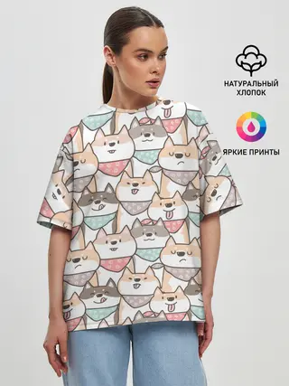 Женская футболка оверсайз / Шиба Ину