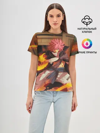 Женская базовая футболка / Нацу огненный боец