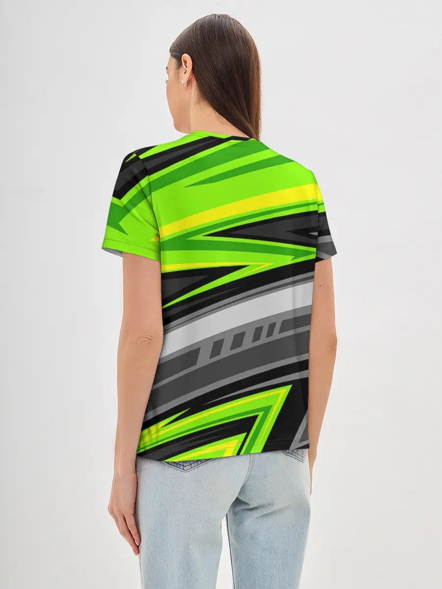 Женская базовая футболка / Зеленые линии