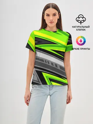 Женская базовая футболка / Зеленые линии
