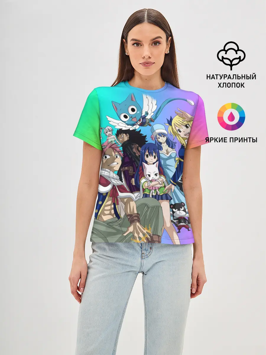 Женская базовая футболка / Fairy Tail rainbow