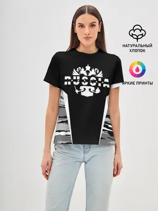 Женская базовая футболка / Руслан камуфляж