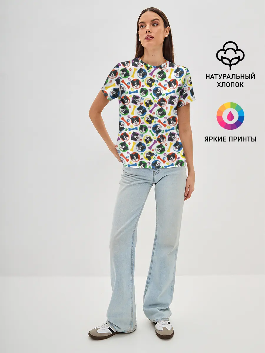 Женская базовая футболка / Бордер-Колли