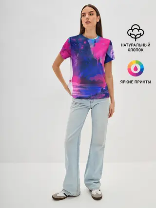 Женская базовая футболка / Неоновые Краски