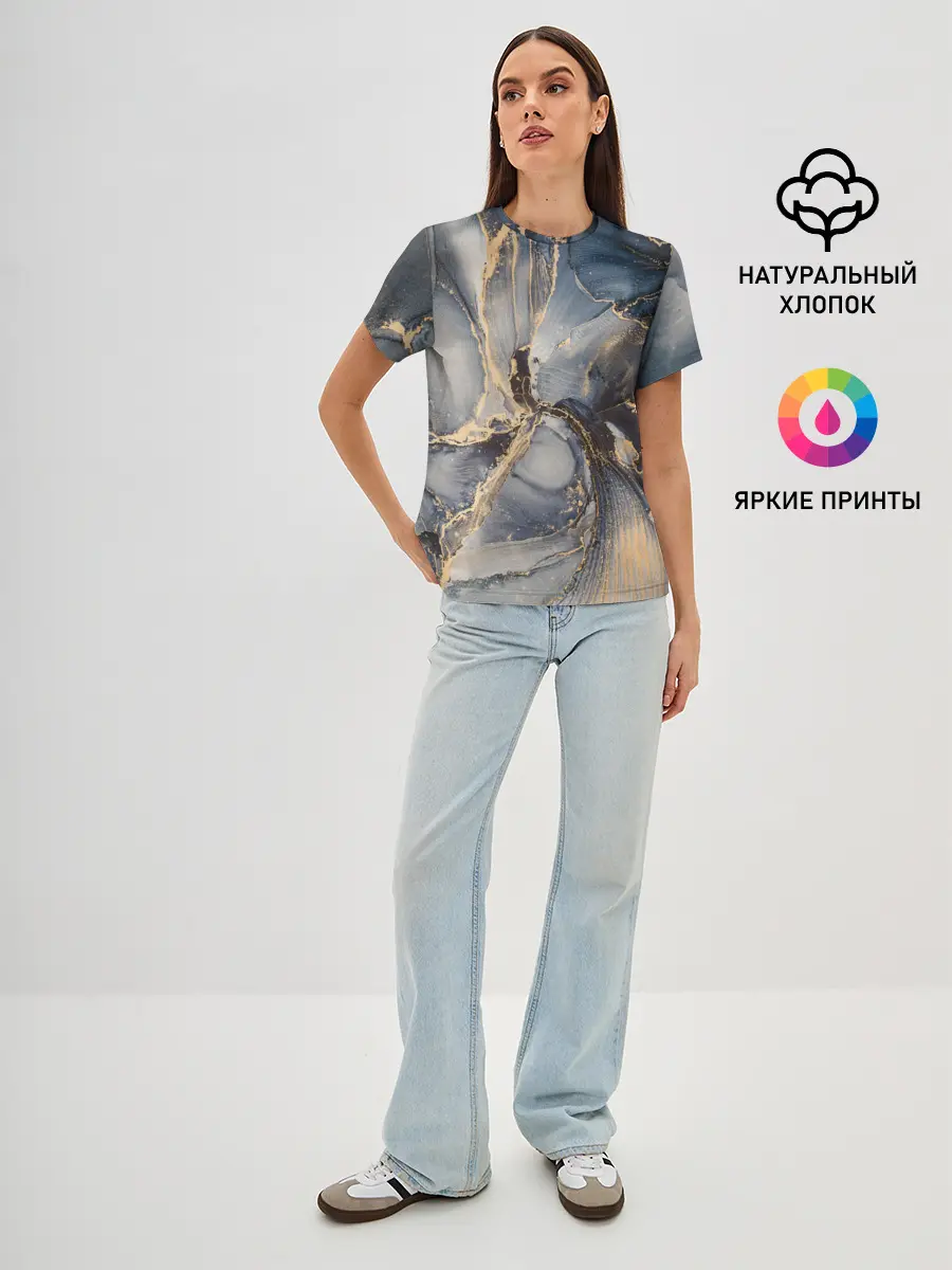 Женская базовая футболка / Fluid art ink mix