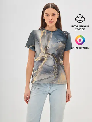 Женская базовая футболка / Fluid art ink mix