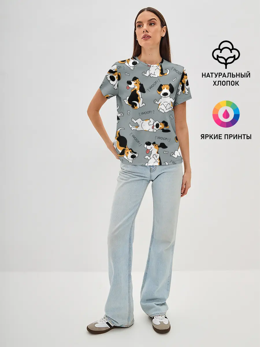 Женская базовая футболка / Собаки Бигли