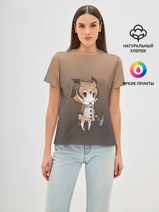 Женская базовая футболка / девочка сова с топром
